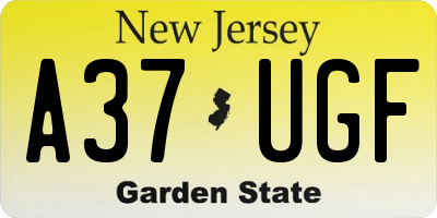 NJ license plate A37UGF