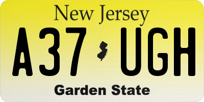 NJ license plate A37UGH