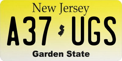 NJ license plate A37UGS