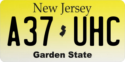 NJ license plate A37UHC