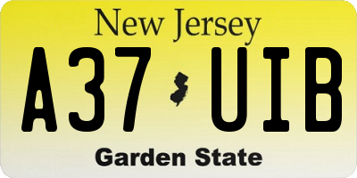 NJ license plate A37UIB