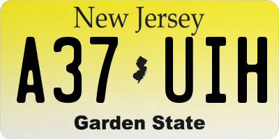 NJ license plate A37UIH