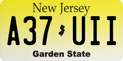 NJ license plate A37UII