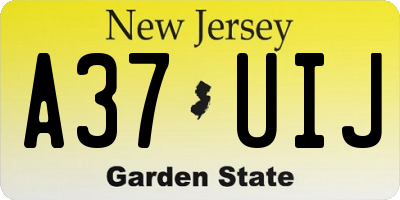 NJ license plate A37UIJ