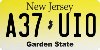 NJ license plate A37UIO