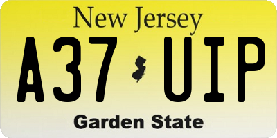 NJ license plate A37UIP