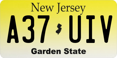 NJ license plate A37UIV