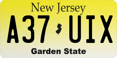 NJ license plate A37UIX