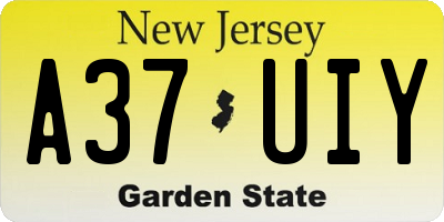 NJ license plate A37UIY