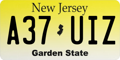 NJ license plate A37UIZ
