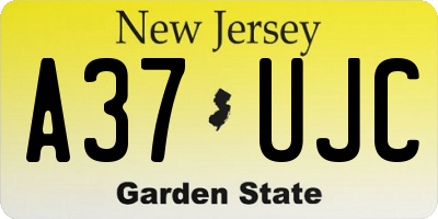 NJ license plate A37UJC