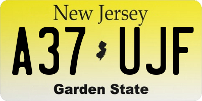 NJ license plate A37UJF