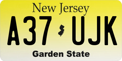 NJ license plate A37UJK