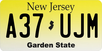 NJ license plate A37UJM