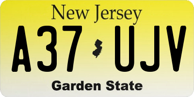 NJ license plate A37UJV