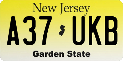 NJ license plate A37UKB