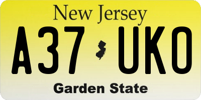 NJ license plate A37UKO