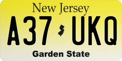 NJ license plate A37UKQ