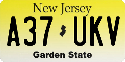 NJ license plate A37UKV
