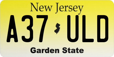 NJ license plate A37ULD