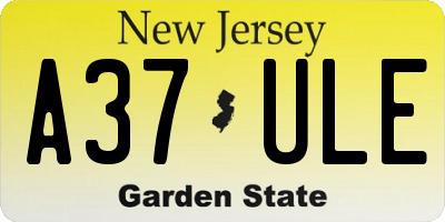 NJ license plate A37ULE