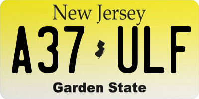 NJ license plate A37ULF