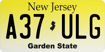 NJ license plate A37ULG