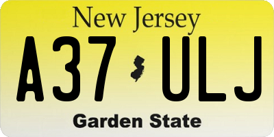 NJ license plate A37ULJ