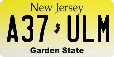 NJ license plate A37ULM