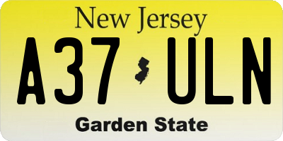 NJ license plate A37ULN