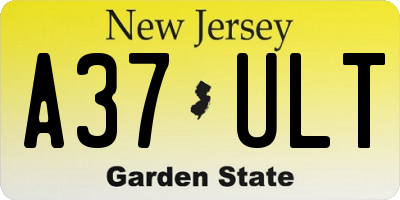 NJ license plate A37ULT