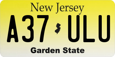 NJ license plate A37ULU