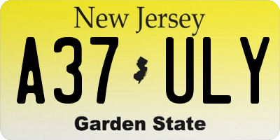 NJ license plate A37ULY