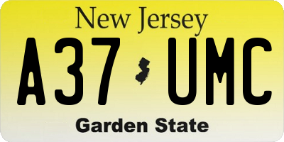 NJ license plate A37UMC