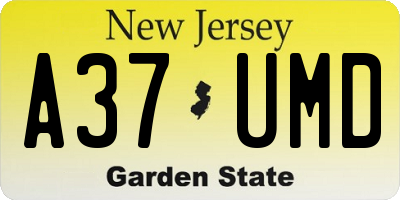 NJ license plate A37UMD