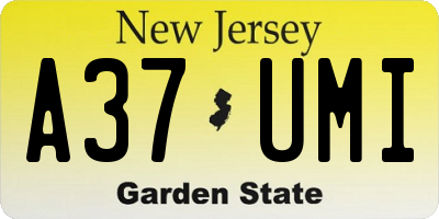 NJ license plate A37UMI
