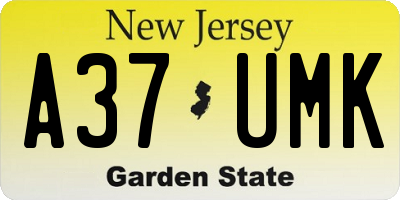 NJ license plate A37UMK