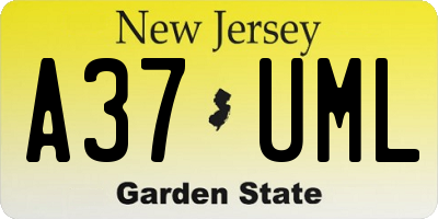 NJ license plate A37UML