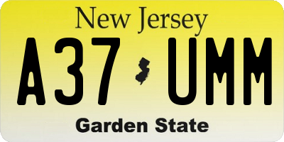 NJ license plate A37UMM