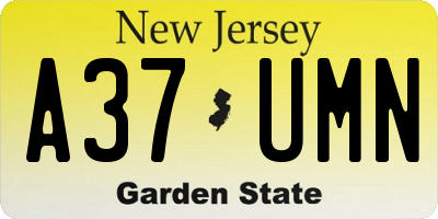NJ license plate A37UMN
