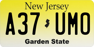 NJ license plate A37UMO