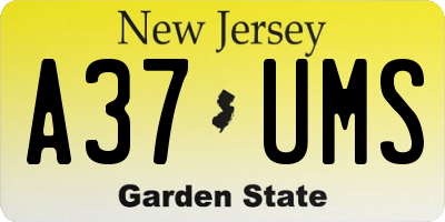 NJ license plate A37UMS