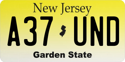 NJ license plate A37UND