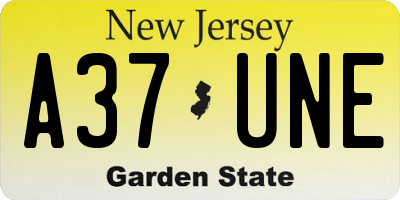 NJ license plate A37UNE
