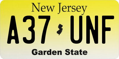 NJ license plate A37UNF