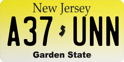 NJ license plate A37UNN