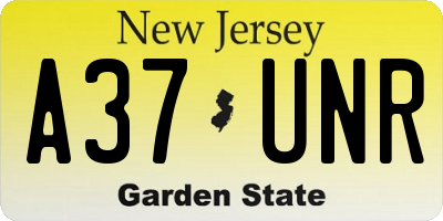 NJ license plate A37UNR