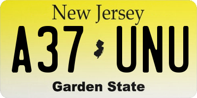 NJ license plate A37UNU