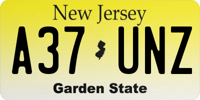 NJ license plate A37UNZ