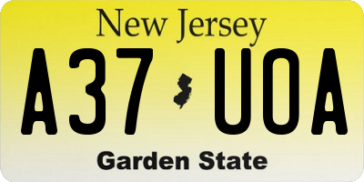 NJ license plate A37UOA